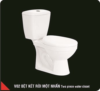 Bồn cầu 2 khối 1 nút nhấn Hảo Cảnh V02 Bồn cầu 2 khối 1 nút nhấn Hảo Cảnh V02