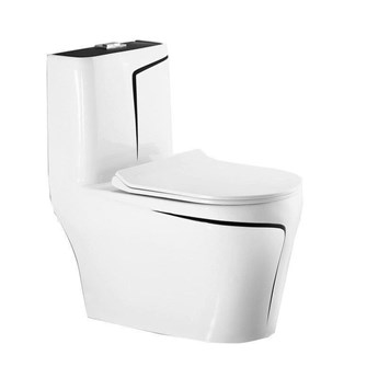 Bồn cầu khối trắng viền đen Bồn cầu khối trắng viền đen