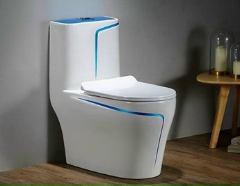 Bồn cầu khối trắng viền xanh Bồn cầu khối trắng viền xanh