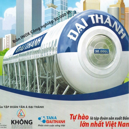 Bồn nước Inox công nghiệp ĐẠI THÀNH 30000L ngang