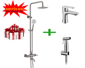 Combo sen cây nóng lạnh + vòi lavabo NL + xịt vệ sinh Combo sen cây nóng lạnh + vòi lavabo NL + xịt vệ sinh