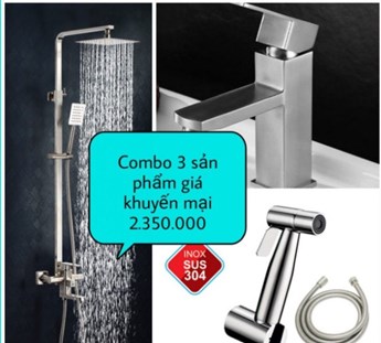 Combo sen cây nóng lạnh + vòi lavabo + xịt vệ sinh Combo sen cây nóng lạnh + vòi lavabo + xịt vệ sinh