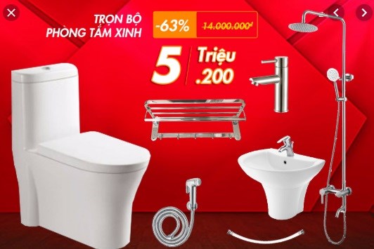 Combo trọn bộ Thiết bị vệ sinh phòng tắm