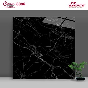 Đá bóng kiếng Đen vân trắng Catalan 80x80cm 8086 Đá bóng kiếng Đen vân trắng Catalan 80x80cm 8086
