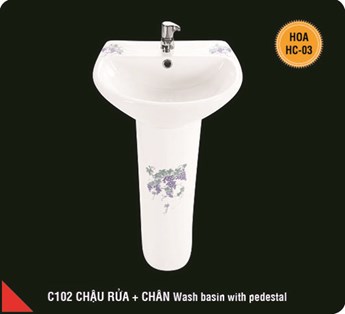 Lavabo chân treo Hảo Cảnh C102-HC03 Lavabo chân treo Hảo Cảnh C102-HC03