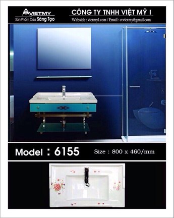 Lavabo kiếng Việt Mỹ 6155 Lavabo kiếng Việt Mỹ 6155