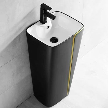 Lavabo trụ đen viền vàng Lavabo trụ đen viền vàng