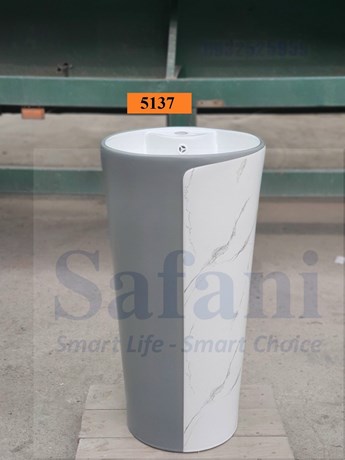 Lavabo trụ tròn trắng xám  Lavabo trụ tròn trắng xám