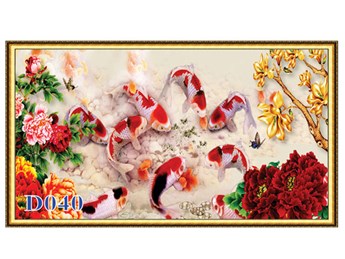 Tranh cửu ngư quần hội D040 Tranh cửu ngư quần hội D040