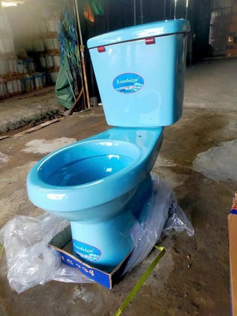 Bồn cầu 2 nhấn màu xanh Lansign Bồn cầu 2 nhấn màu xanh Lansign