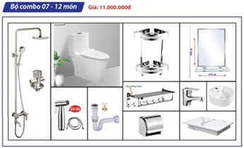 Combo thiết bị phòng tắm 7 - 12 món Combo thiết bị phòng tắm 7 - 12 món