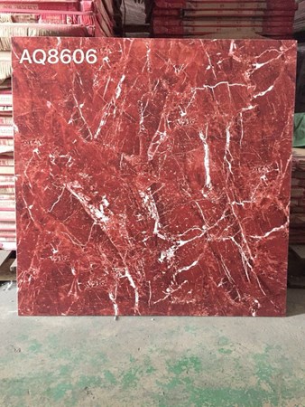 Đá bóng kiếng toàn phần Trung Quốc 80x80cm đỏ vân trắng