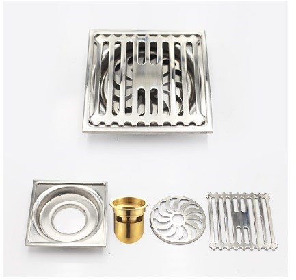 Phễu thoát sàn Inox 304 - 016V-12cm bóng 