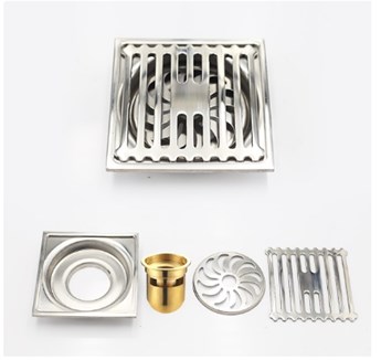 Phễu thoát sàn Inox 304 - 016V-12cm bóng 