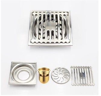 Phễu thoát sàn Inox 304 - 016V-12cm bóng 