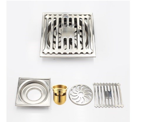Phễu thoát sàn Inox 304 - 016V-15cm bóng 
