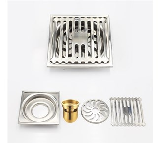 Phễu thoát sàn Inox 304 - 016V-15cm bóng 