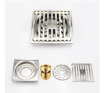 Phễu thoát sàn Inox 304 - 016V-15cm bóng 