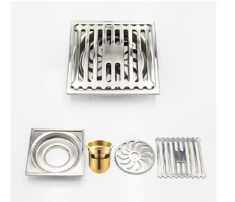 Phễu thoát sàn Inox 304 - 016V-15cm bóng 