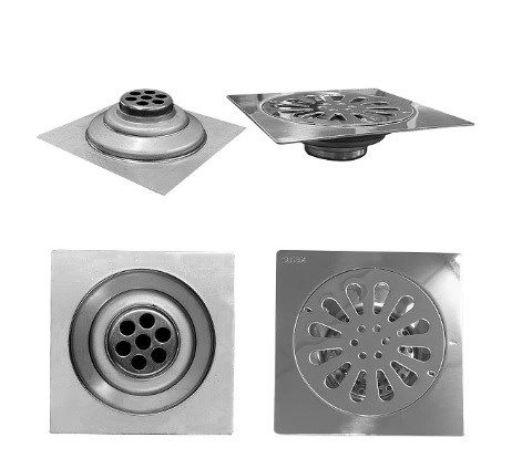 Phễu thoát sàn Inox 304 - 02D-12cm Bóng 