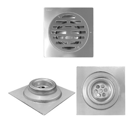 Phễu thoát sàn Inox 304 - 04B-15cm Mờ