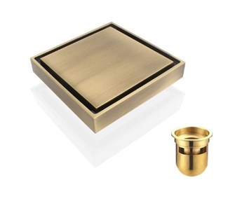 Phễu thoát sàn Inox 304 - 08V-12cm vàng mờ
