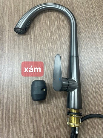 Vòi rửa chén nóng lạnh dây rút xám SD02